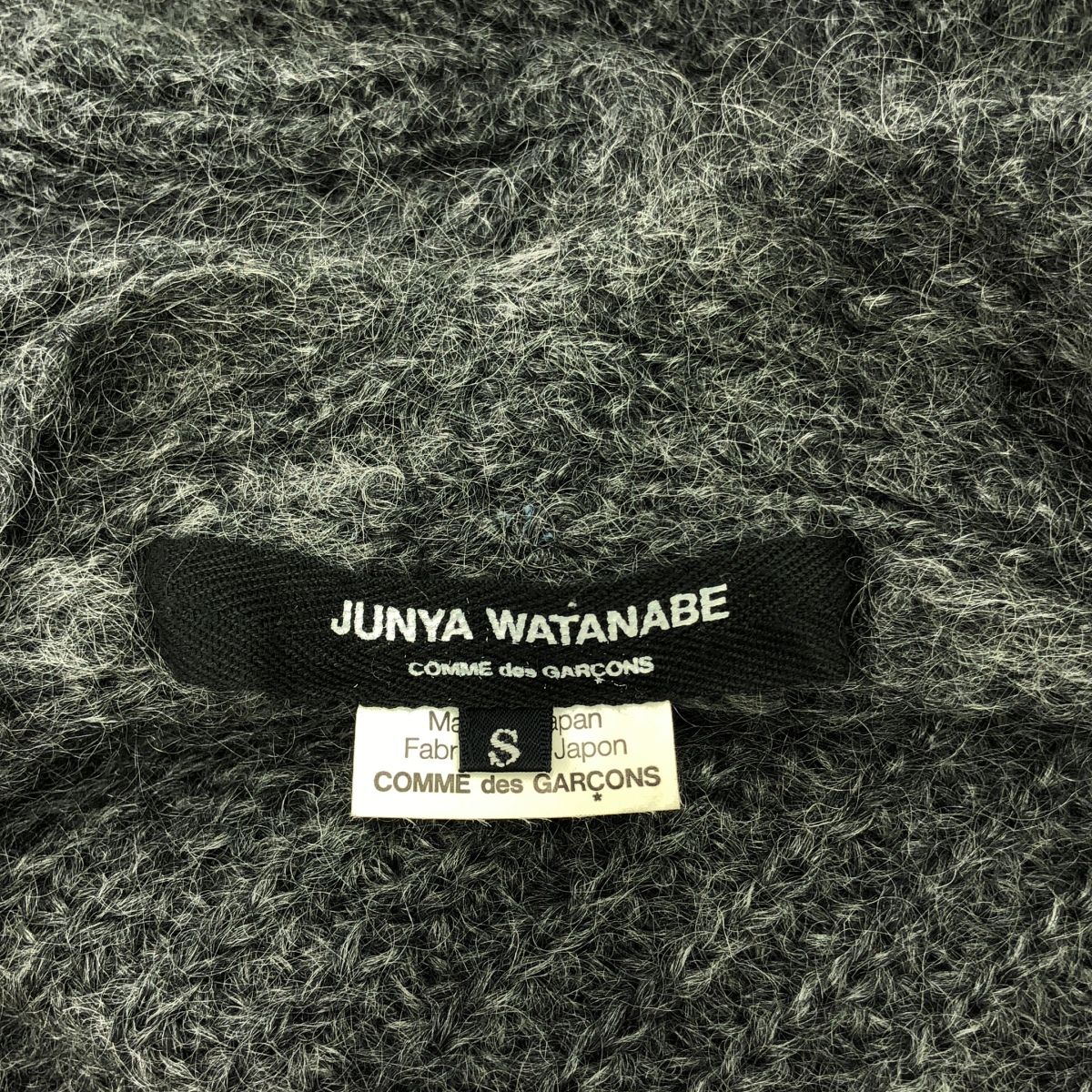 【美品】  JUNYA WATANABE COMME des GARCONS / ジュンヤワタナベ | 2011AW | モヘア混 ニット デザイン カーディガン | S | グレー | レディース 美品】 JUNYA WATANABE COMME des GARCONS / ジュンヤワタナベ