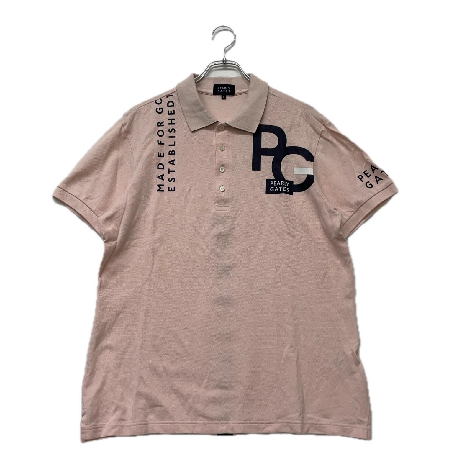 メンズ パーリーゲイツ PEARLY GATES 半袖ポロシャツ 6 LL 薄ピンク 鹿の子 ロゴプリント