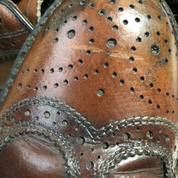 80s?USA製 Vintage★STAFFORD スタフォード【8.5 B　25.0-25.5-26.0　茶】ロングウイングチップ本革/ビジネスシューズ管NO.ZA-14 80s?USA製 Vintage☆STAFFORD スタフォード【8.5 B 25.0-25.5-26.0 茶