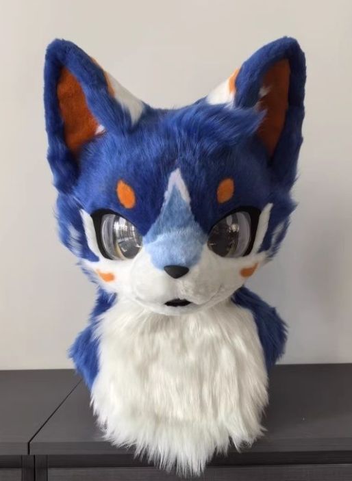 着ぐるみヘッド 犬 青 ブルー 全頭ヘッド ケモノ ファースーツ ぬいぐるみ コスプレ コスチューム kigurumi