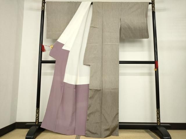 平和屋着物○お召 流水文 正絹 逸品 AABA6468ph