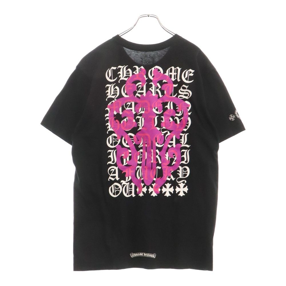 CHROME HEARTS (クロムハーツ) DAGGER EYE CHART TSHIRTS 英字ダガープリント フロントポケット 半袖Tシャツ カットソー ブラック/パープル
