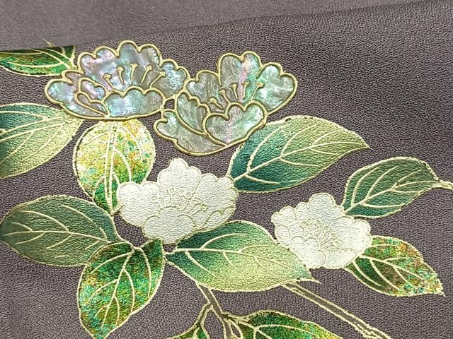 平和屋着物▽訪問着 単衣 螺鈿 草花文 暈し染め 金彩 正絹 逸品 未使用