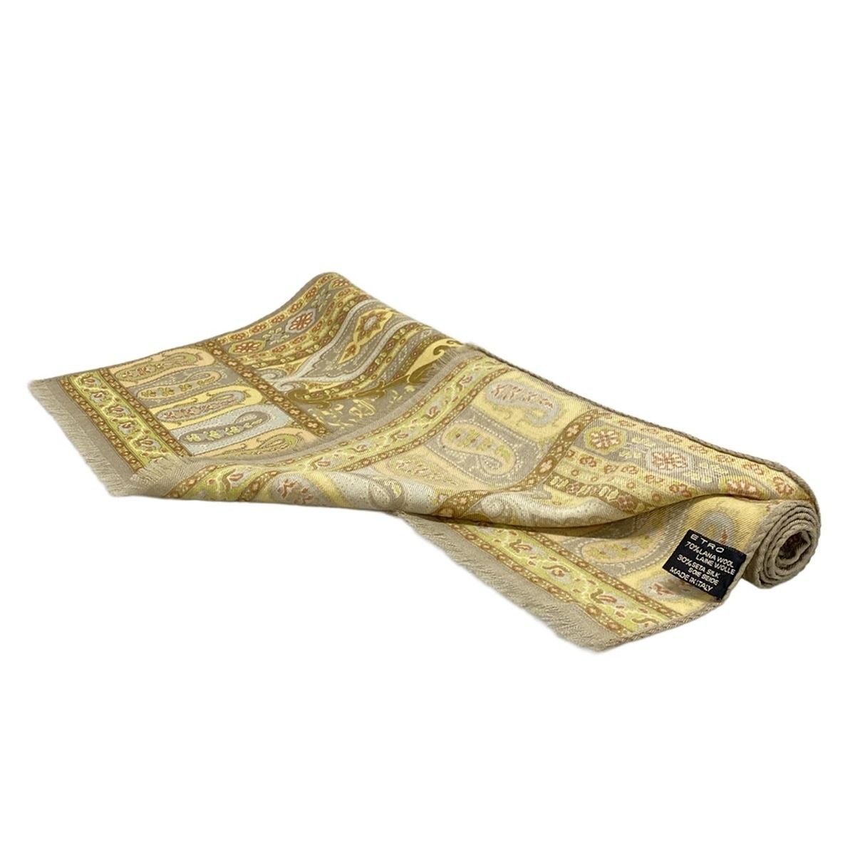 美品 ★ETRO★ ストール ショール ペイズリー柄 ウール混 ベージュ ETRO(エトロ) ストール(ショール) - グレー×ベージュ×マルチ