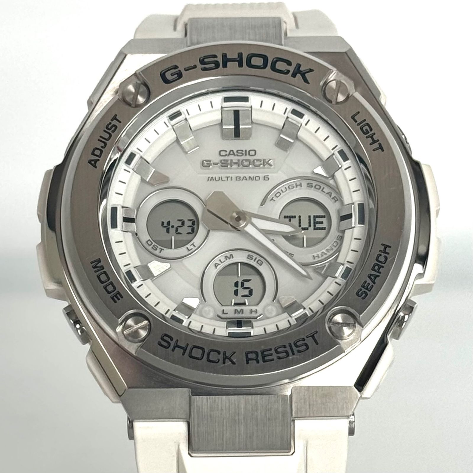 【美品】カシオG-SHOCKジーショックG-STEELGST-W310-7AJFタフソーラー白ステンレス樹脂