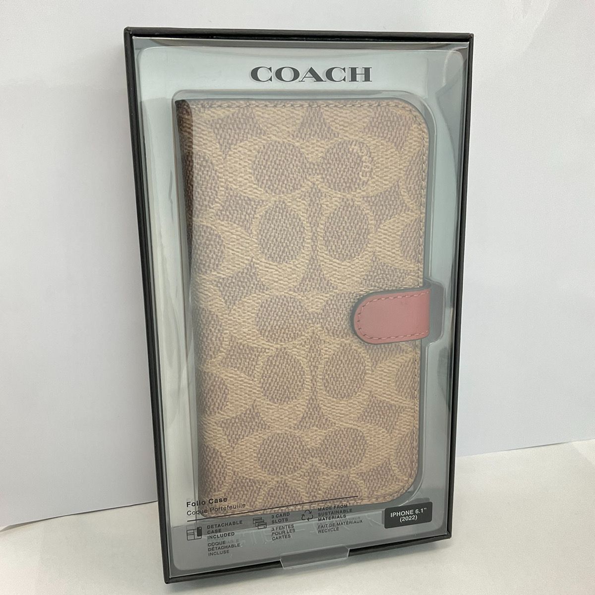 62 iPhone 14 Coach Folio Case カーキ