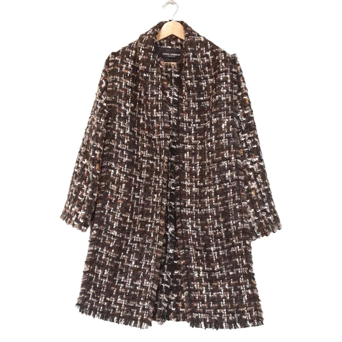 DOLCE-GABBANA ドルチェアンドガッバーナ コート サイズ38 S レディース - ダークブラウン×黒×マルチ 長袖|秋|冬