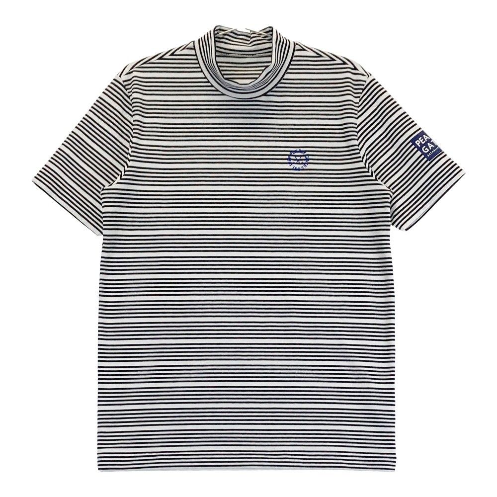 サイズ 4 PEARLY GATES パーリーゲイツ モデル ハイネック 半袖Tシャツ ニコちゃん ボーダー柄 ブラック系 240101210878 ゴルフウェア メンズ ストスト