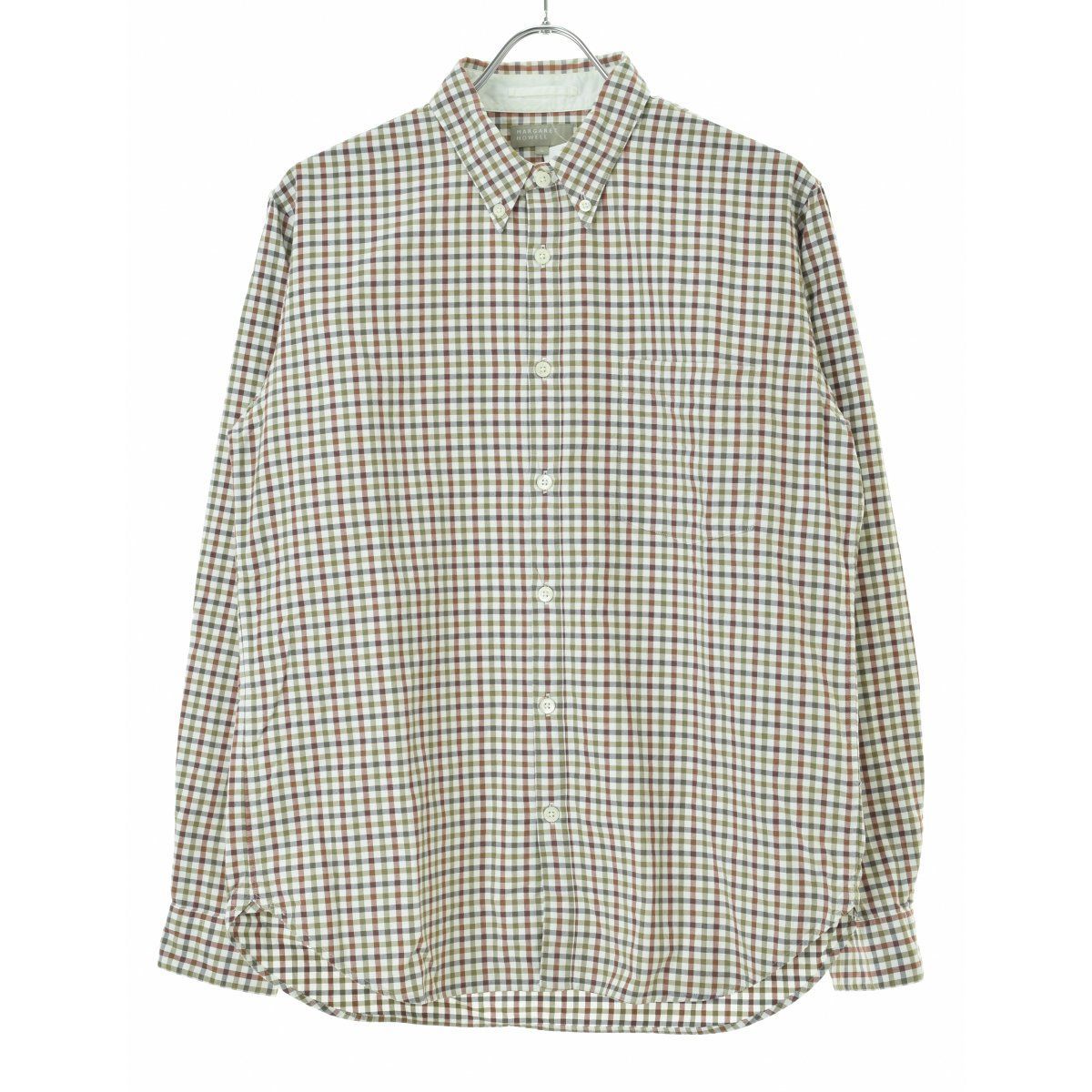 【MARGARETHOWELL】2011年製 579-150201 オックスフォードチェックボタンダウン長袖シャツ
