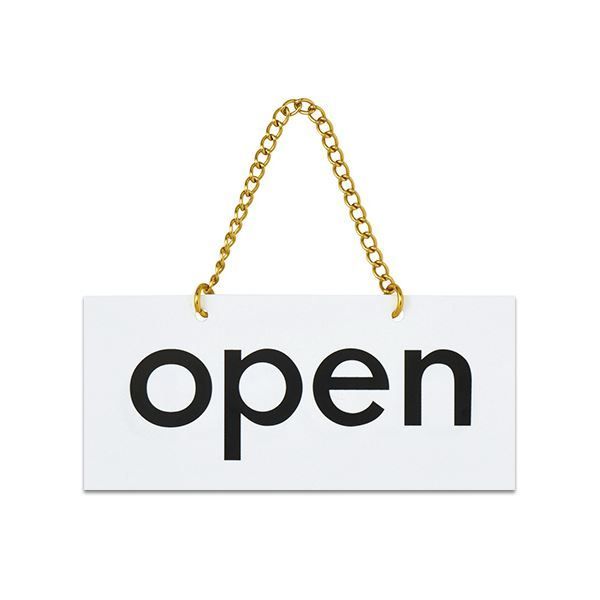 (まとめ) 光 アクリルマット板サイン（両面：OPEN-CLOSED） くさり付 タテ100×ヨコ220×厚み2mm 白 KMP2210-1 1枚 【×10セット】