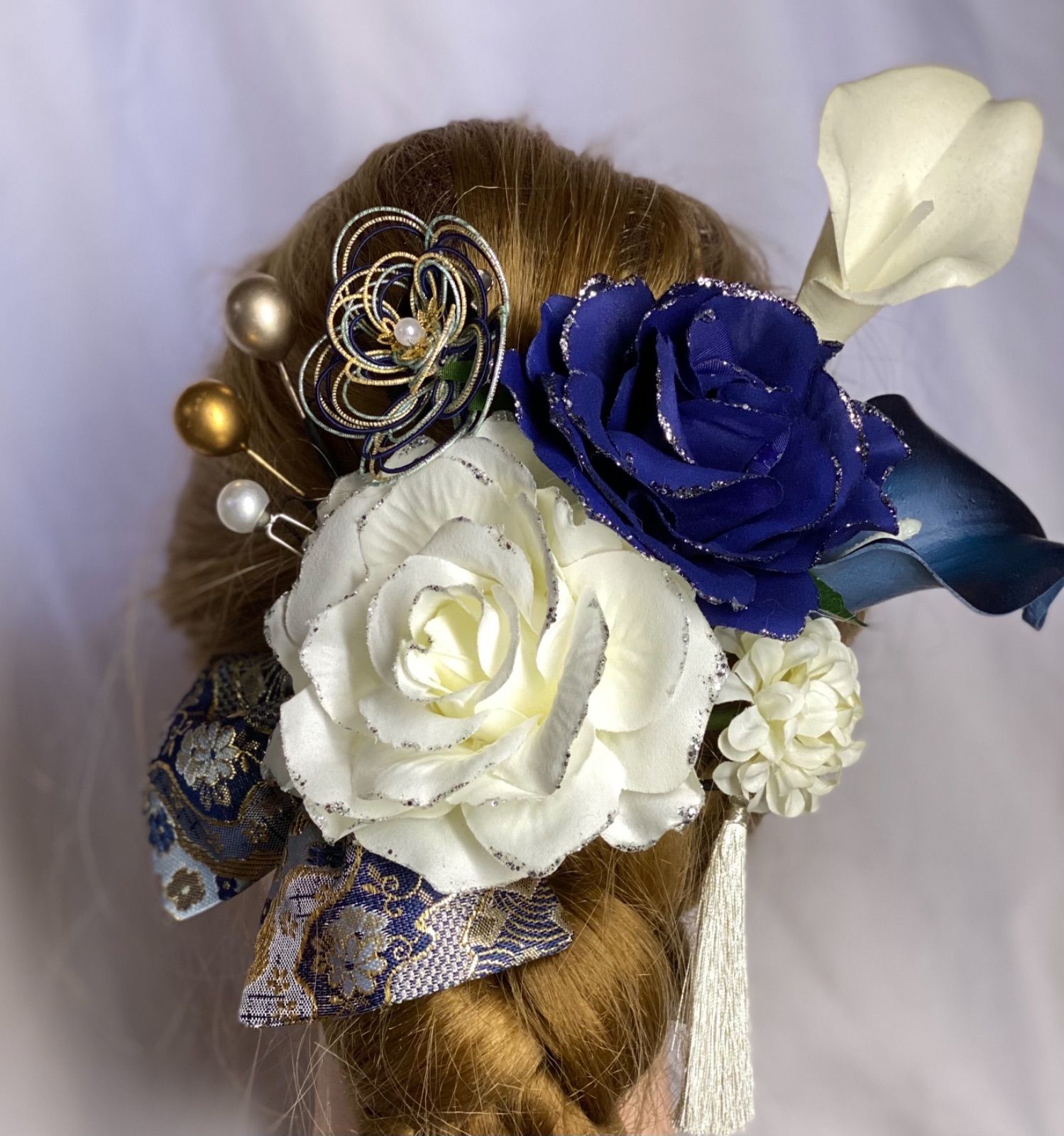 和装 洋装 髪飾り w17 ネイビー 薔薇 結婚式 成人式 - メルカリ