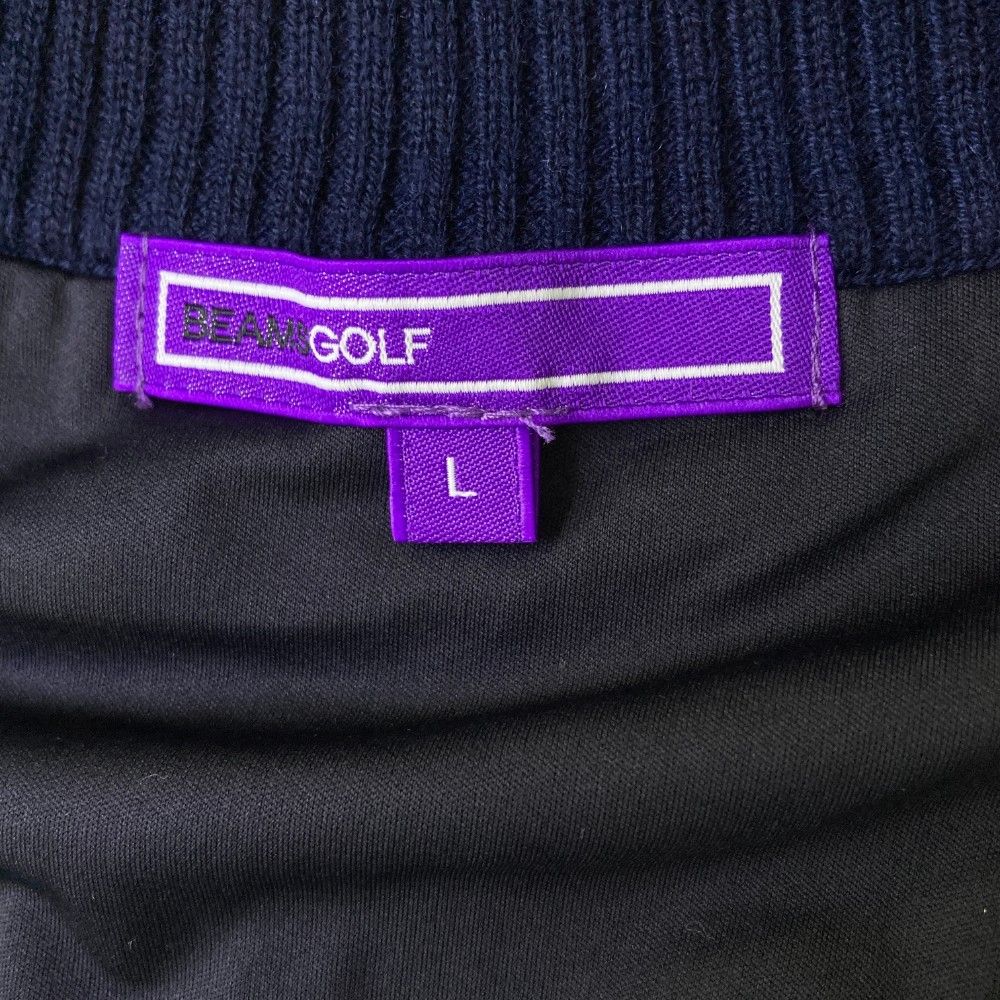 サイズ：L BEAMS GOLF ビームスゴルフ  裏地付 ハーフジップ ニットセーター カモフラ総柄 ネイビー系 [240101460038] ゴルフウェア メンズ ストスト サイズ：L BEAMS GOLF ビームスゴルフ 裏地付 ハーフジップ