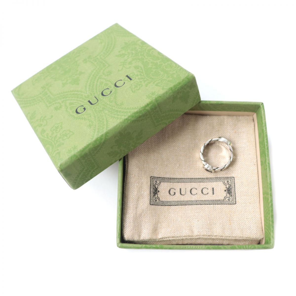 美品☆GUCCI グッチ 678656 インターロッキングG ワイドリング Ag925