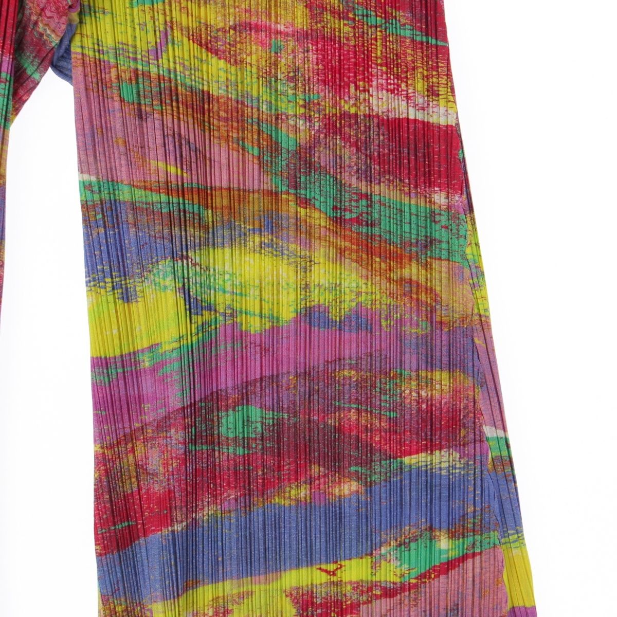 プリーツプリーズ イッセイミヤケ 抽象柄 ワイドストレート パンツ  