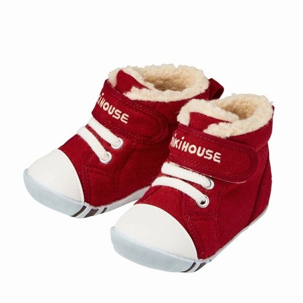 【正規品+GIFT付き】ミキハウス　mikihouse　ボア付きファーストベビーシューズ　12.0cm　紺（03） 簡単着脱