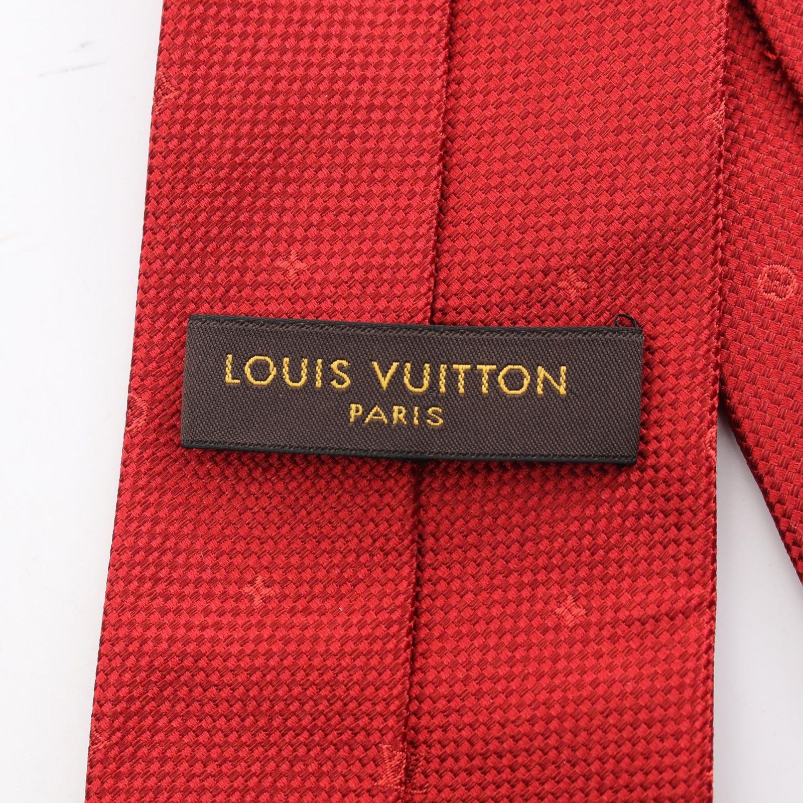 ルイ・ヴィトン LOUIS VUITTON ネクタイ モノグラム レッド シルク