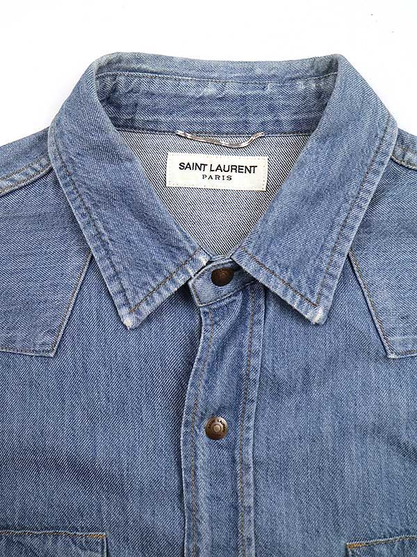 【美品】SAINT LAURENT 14AW デニムシャツ ペイズリー 美品】SAINT LAURENT 14AW デニムシャツ ペイズリー - メルカリ