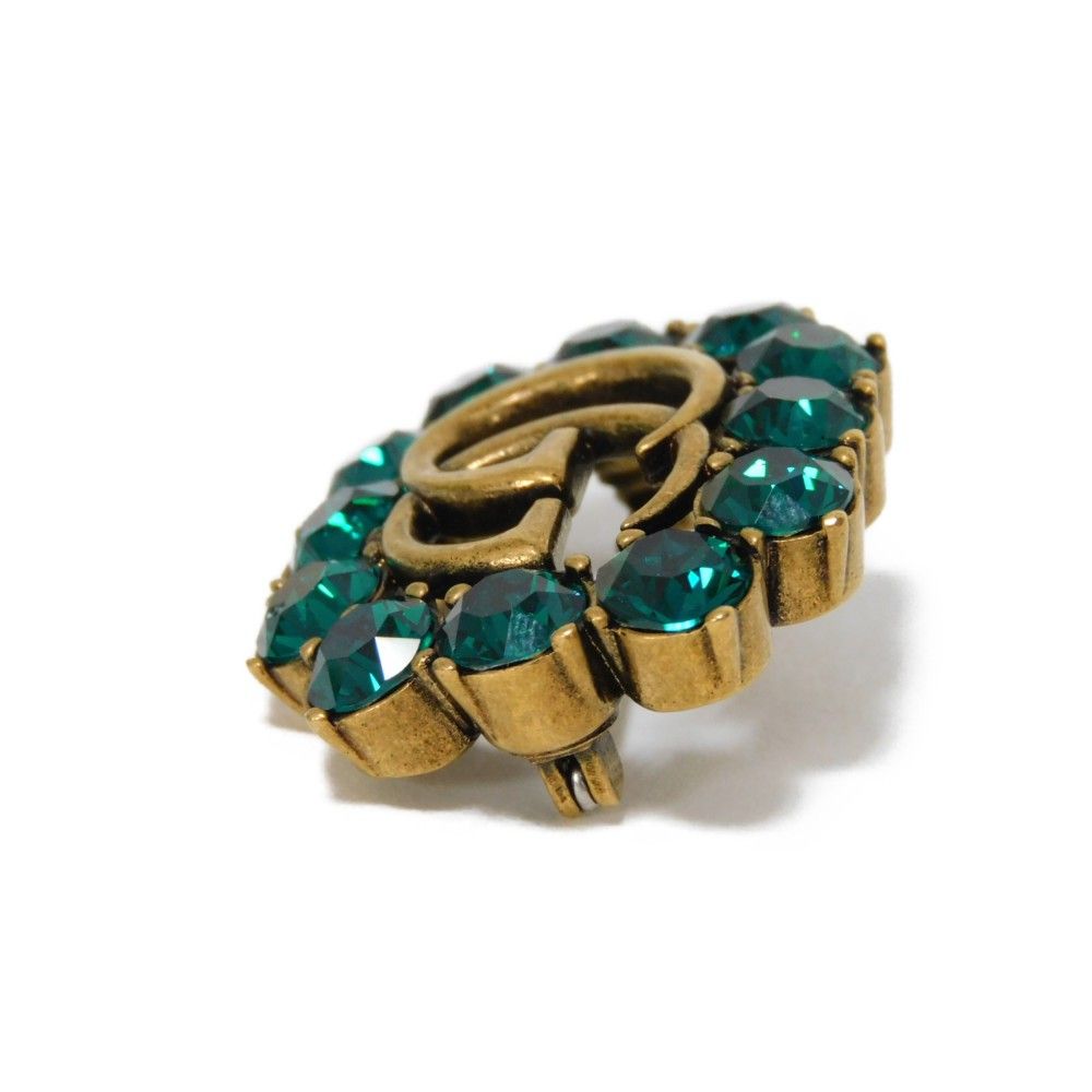 グッチ ブローチ マーモント ストーン GG クリスタル 石 ゴールド ロゴ