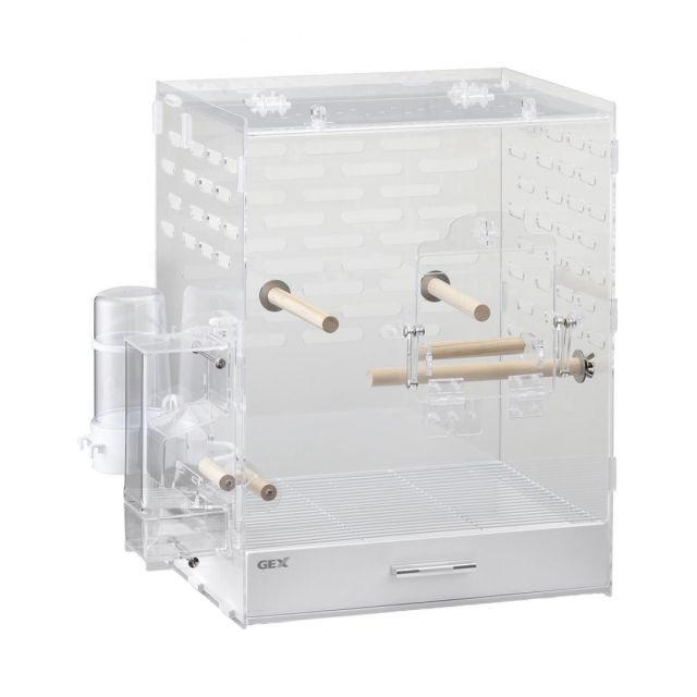 GEX ジェックス コトリウム 350-2 小鳥用 ケージ バードケージ カゴ インコ 文鳥 クリア アクリル製 コード穴付 止まり木付