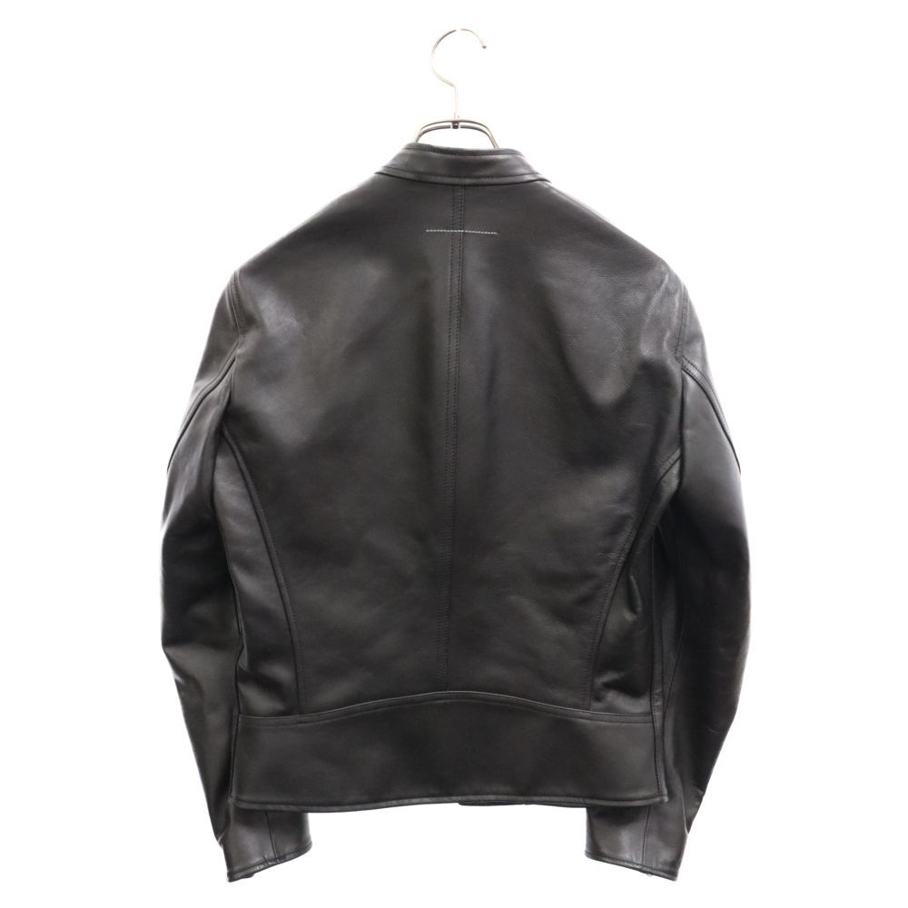 MM6 Maison Margiela エムエムシックスメゾンマルジェラ 23AW CALF LEATHER BIKER JACKET 八の字 シングル カーフレザー ジャケットブラック S52AM0277-SY1548-900 MM6 Maison Margiela (エムエムシックスメゾンマルジェラ) 23AW CALF