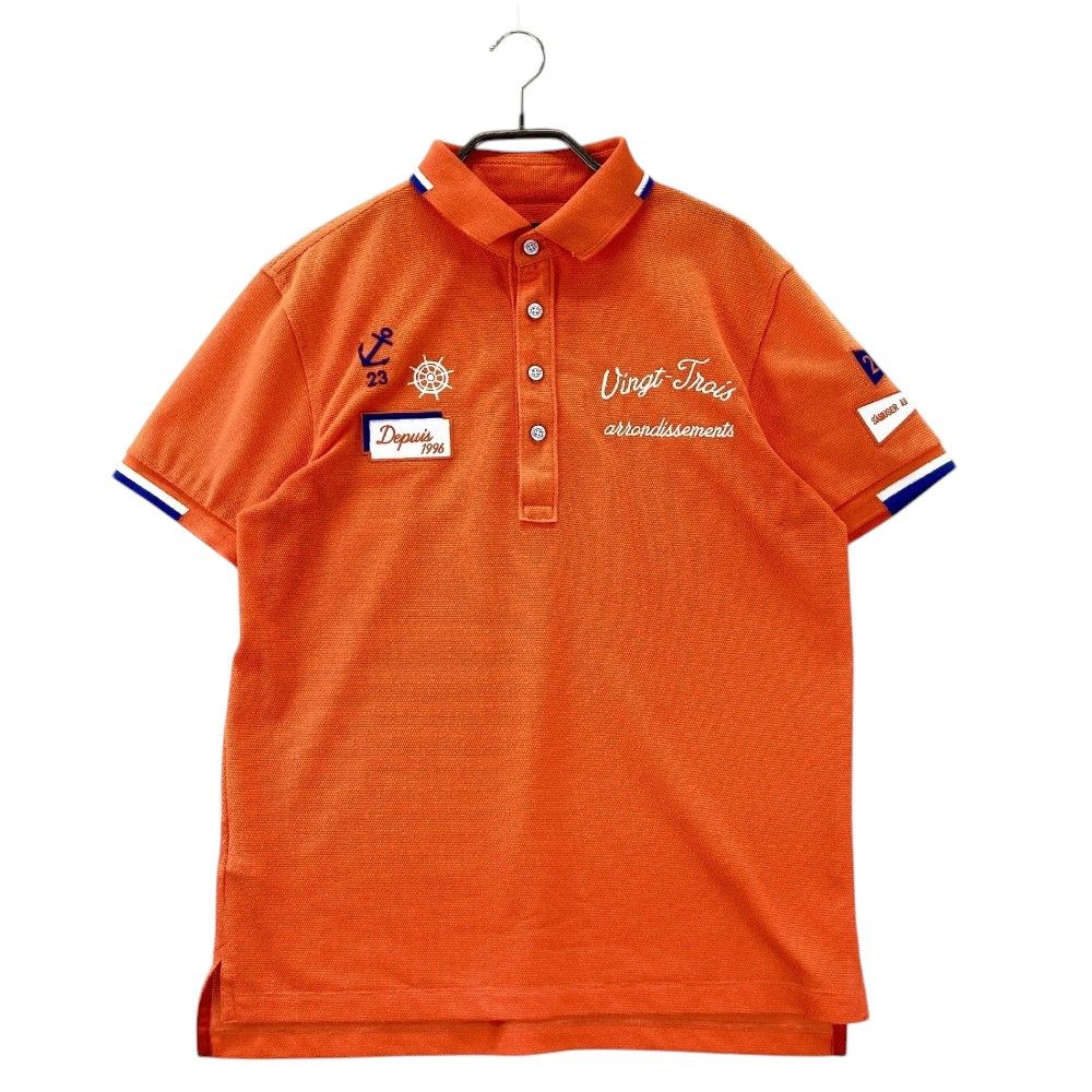 23区GOLFニジュウサンクゴルフ メンズ 半袖 ポロシャツ ブラック/シルバー サイズ:M 23区GOLF ニジュウサンクゴルフ 半袖ポロシャツ