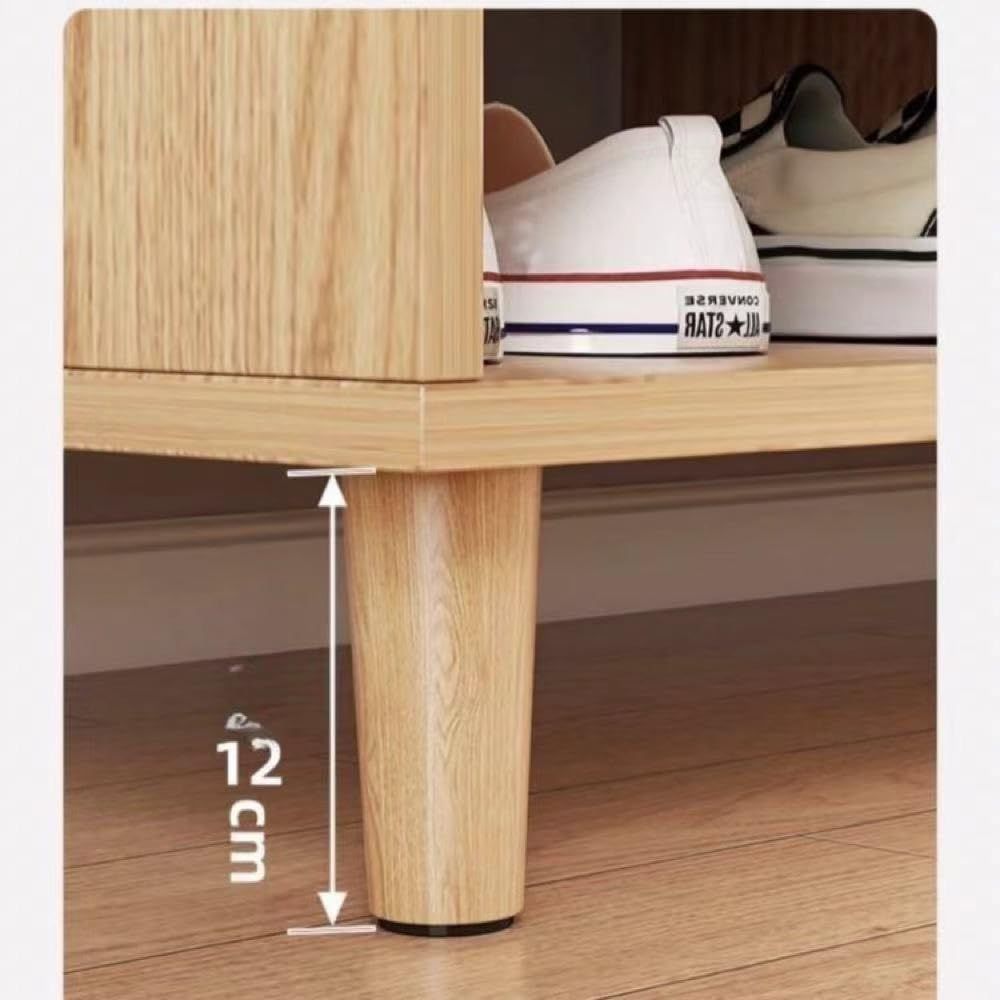 新品 VEEZHA シューズボックス 下駄箱、靴箱、足付き (ナチュラル