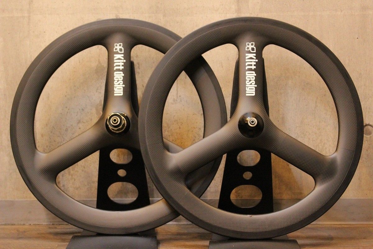 【限界値下】未使用 Kittdesign カーボンホイール フロント 20インチ ターン Kitt design Carbon Tri-Spoke Wheel 小径車専用カーボン