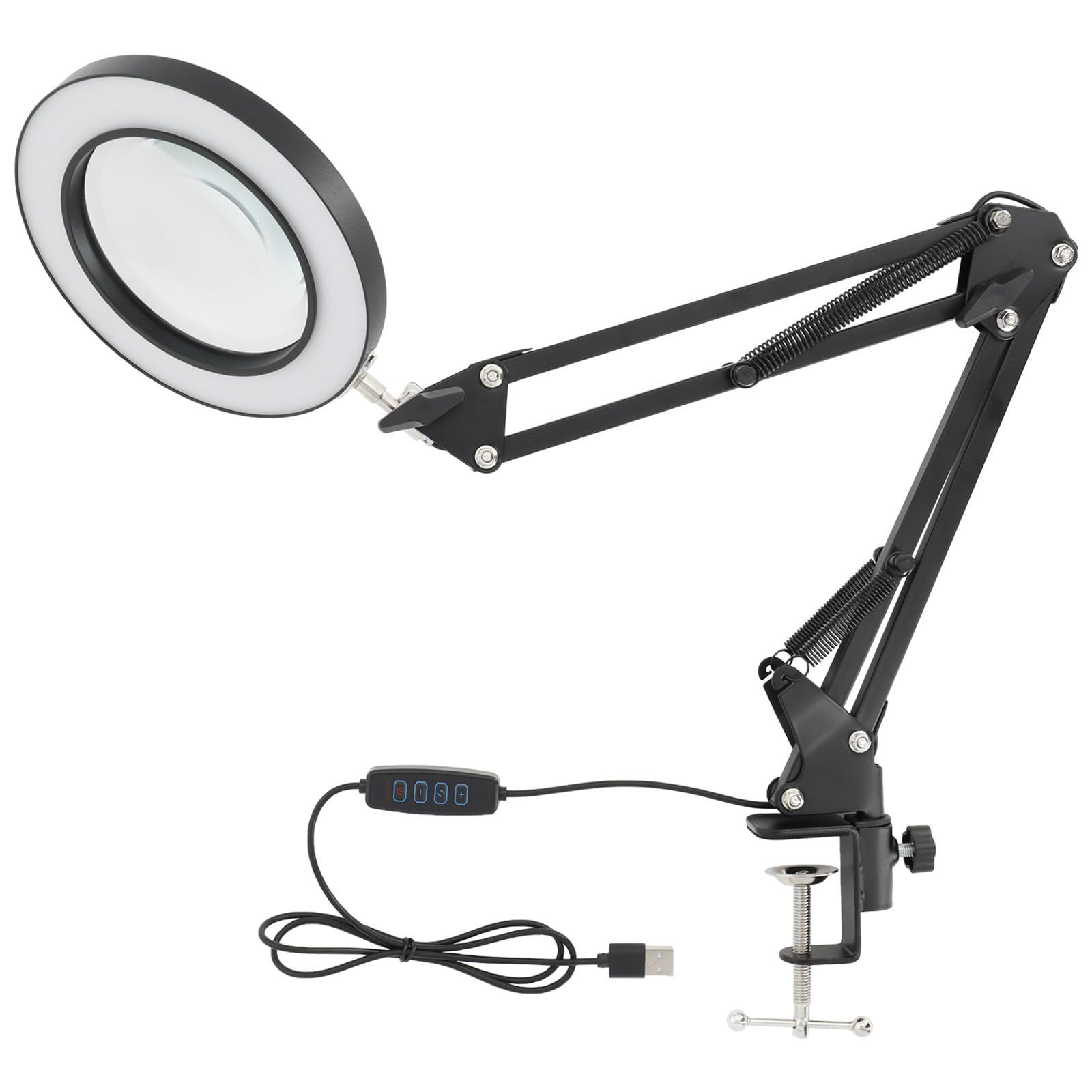 USB給電 読書 72個LEDライト付き 卓上ライト 10倍率ルーペ 新聞 LED拡大鏡デスクライト (WellBird)