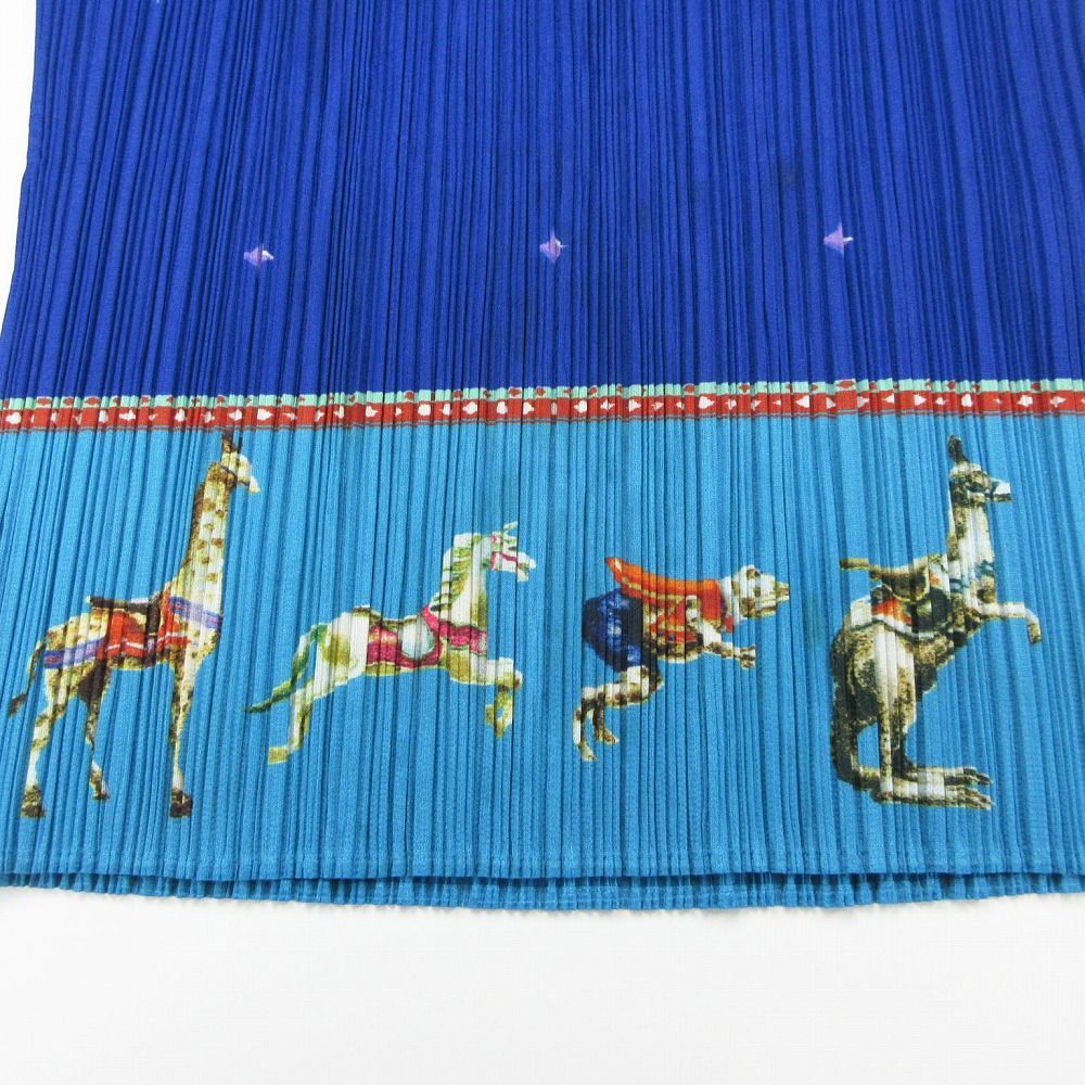 00s 2004 PLEATS PLEASE ISSEY MIYAKE メリーゴーランド カットソー Tシャツ 半袖 トップス Vintage 3 L ブルー レディース 【中古】 /TNT 00s 2004 PLEATS PLEASE ISSEY MIYAKE メリーゴーランド