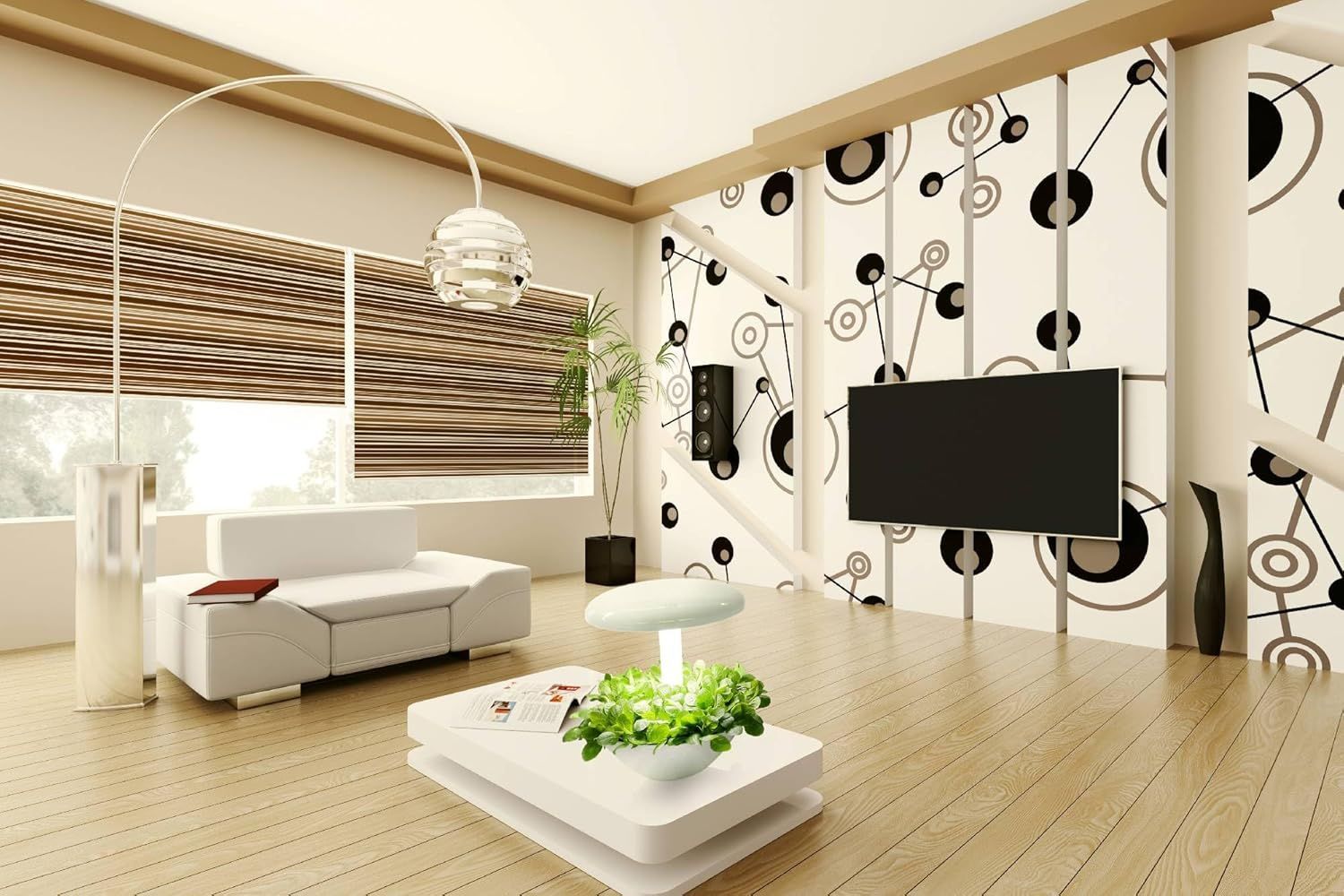 LED照明付きインテリア栽培ポット おしゃれなデザインで室内家庭菜園に最適 室内雰囲気