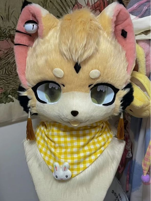 着ぐるみヘッド 猫 NO.48 黄色 全頭ヘッド ケモノ マスク ファースーツ