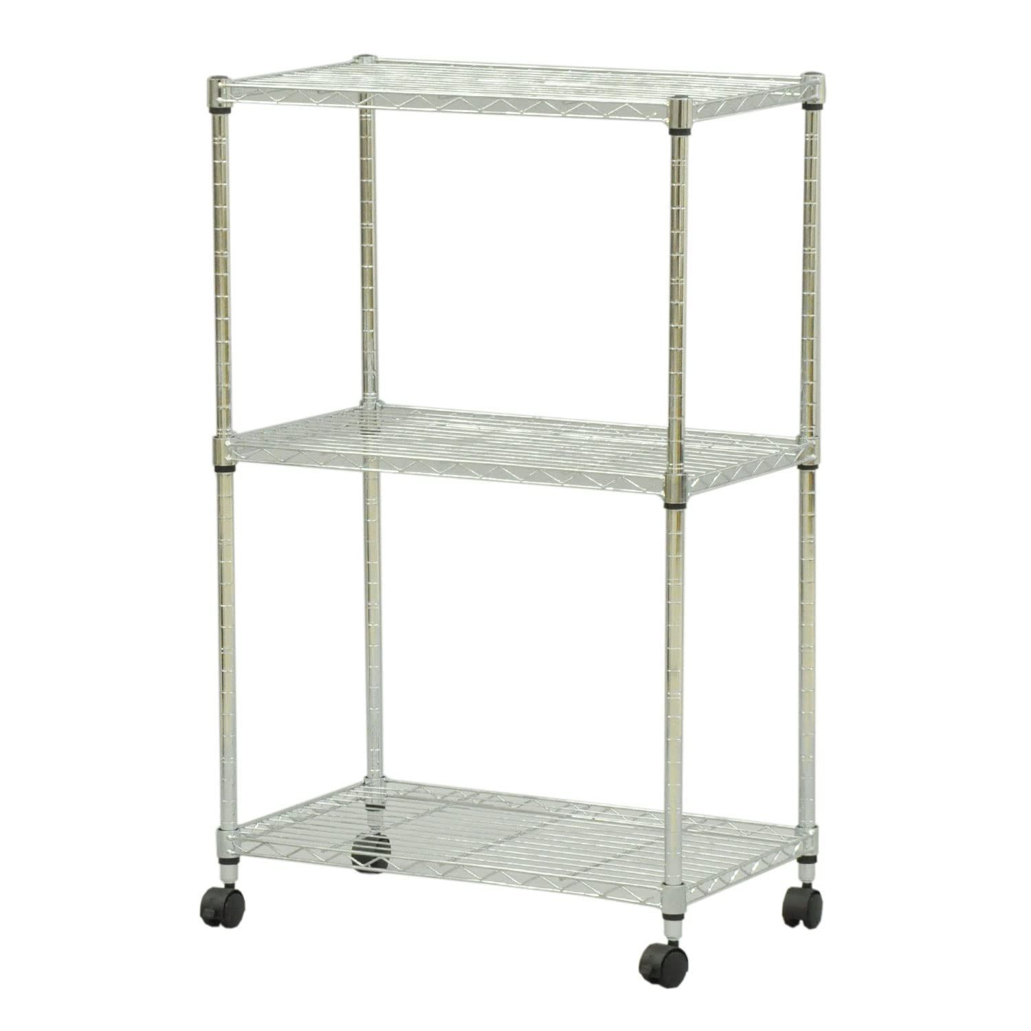 Size:高さ96cm エイ・アイ・エス(AIS) 19φスチールラックセット3段 幅60×奥行35×高さ96cm 組立品 メッキ JSR-6095C