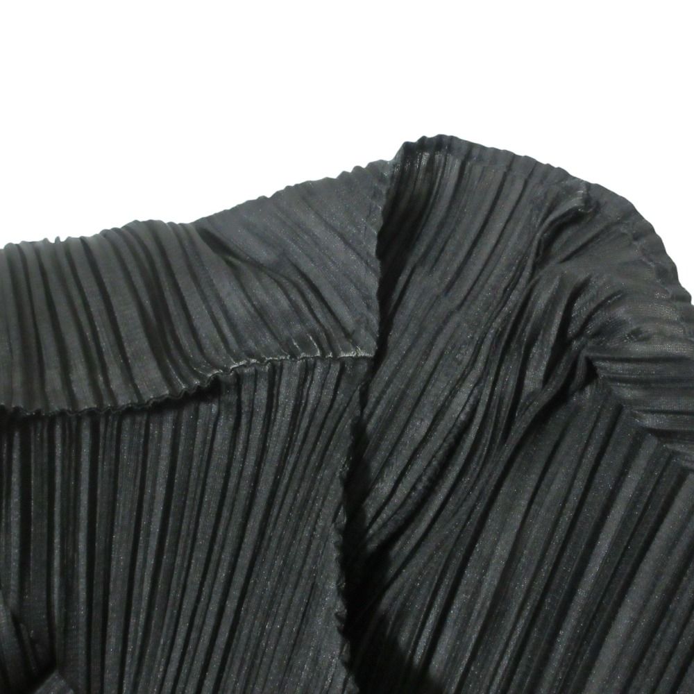 イッセイミヤケ　切り替え　シースルー　カーディガン　前ボタン　ブラック 良品 PLEATS PLEASE ISSEY MIYAKE プリーツプリーズ イッセイ