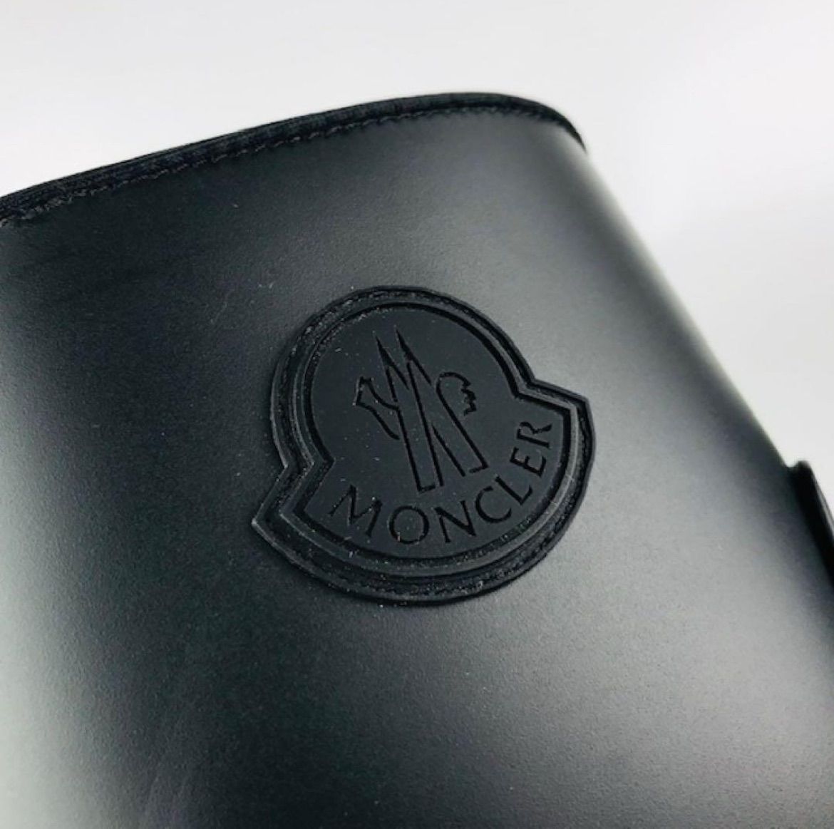 MONCLER モンクレール レディース ラバーアイコンワッペン付き ブランドロゴ グログランパイピング レインショートブーツ 38 イタリア製 ブラック 長靴 ブランド レディース靴