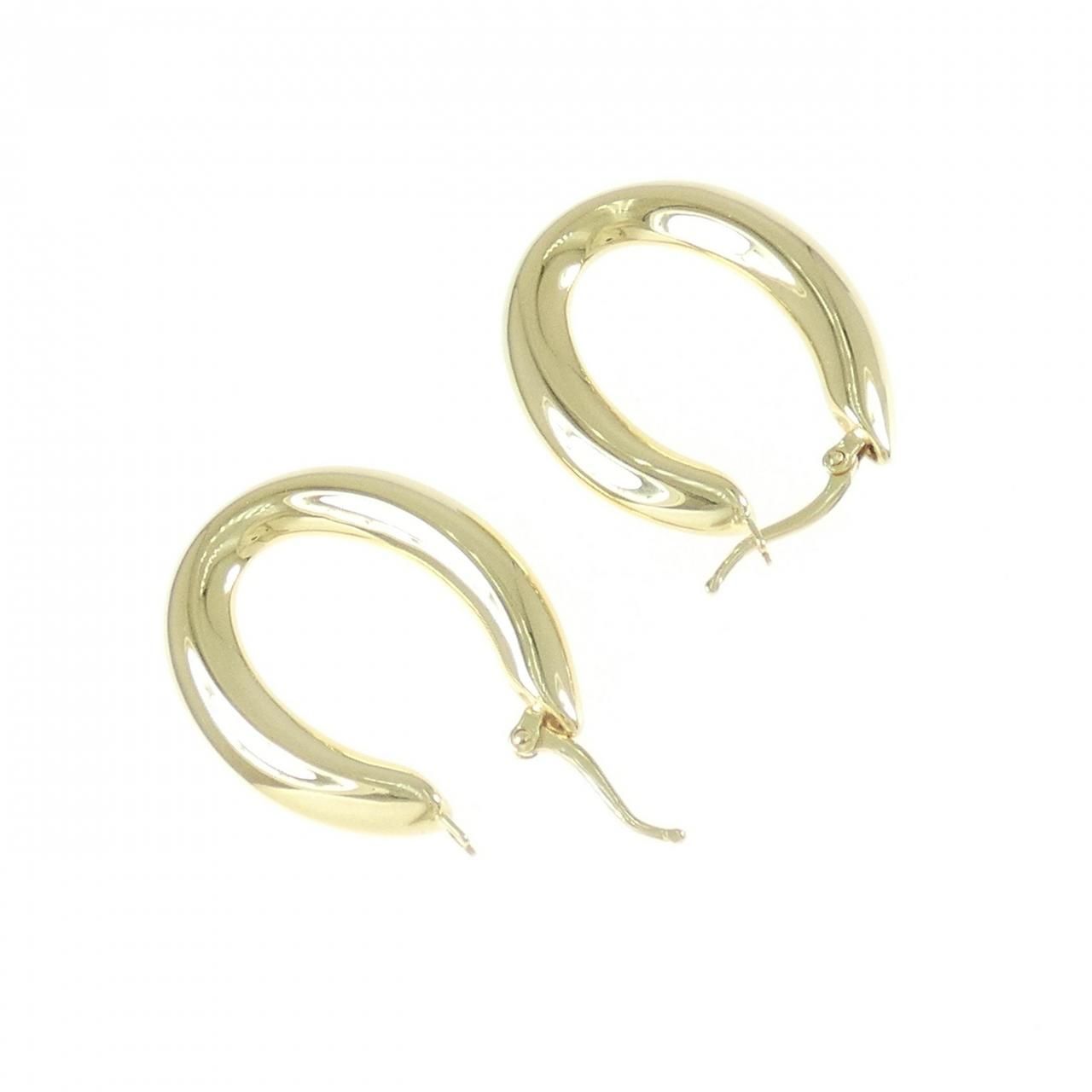 C061520)750 YG×ホワイトカラー フープピアス 中空 K18 C061520)750 YG