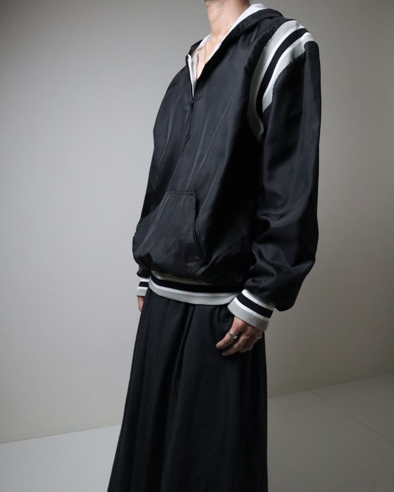 USA made line design rib anorak black USA製 vintage ライン