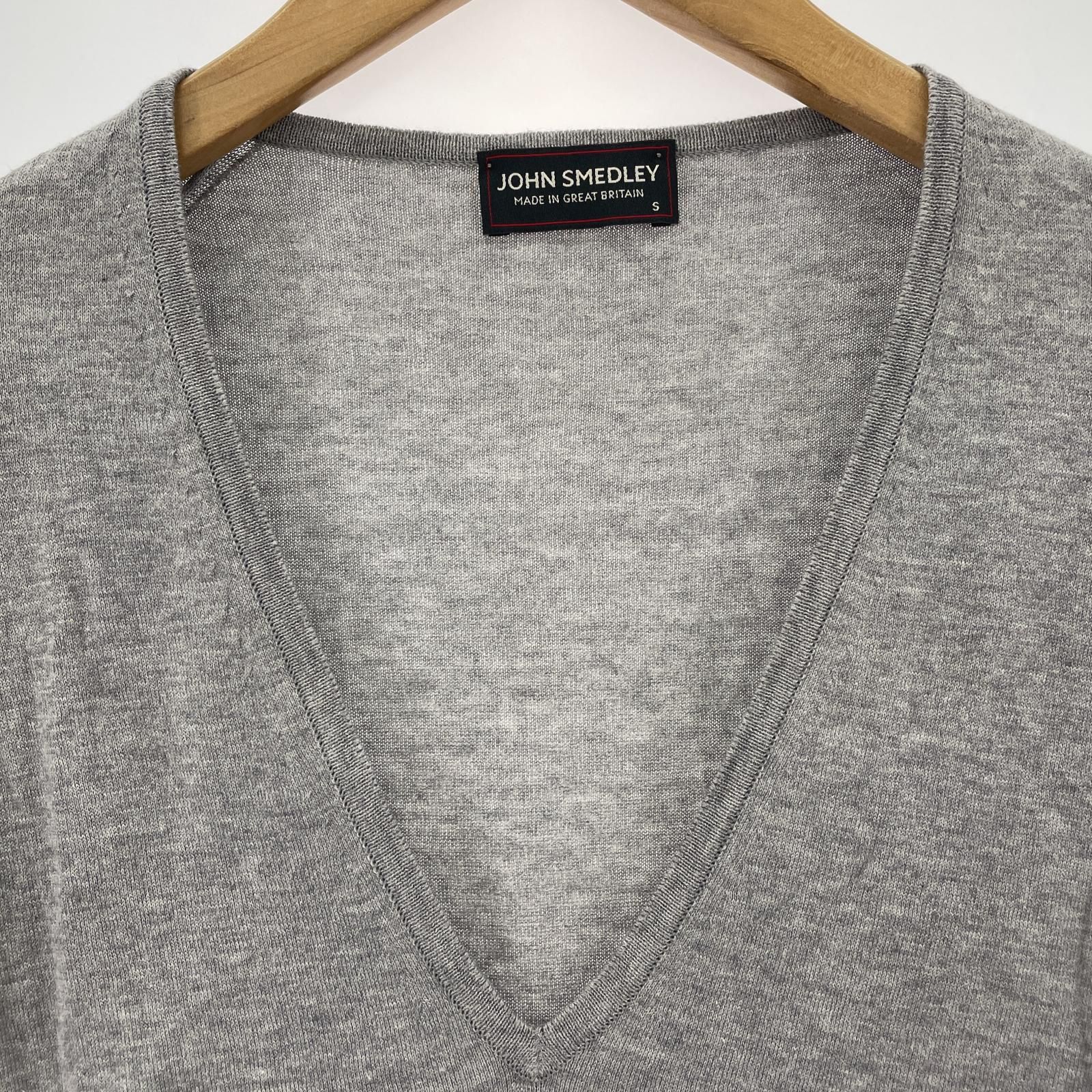 JOHN SMEDLEY ジョンスメドレー Vネックニット sizeS/グレー