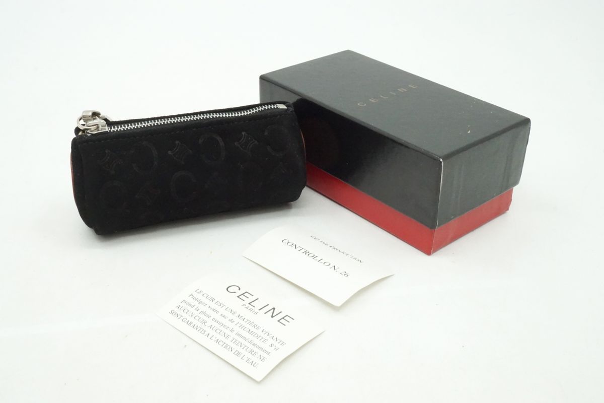 セリーヌ ミニ ポーチ Cマカダム 小物入れ トリオンフ スエードレザー