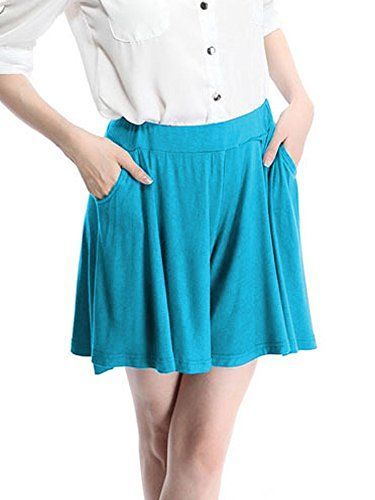 シアン_Free Size [モンフチュール] ショートパンツ ウエストゴム キュロット レディース シアン