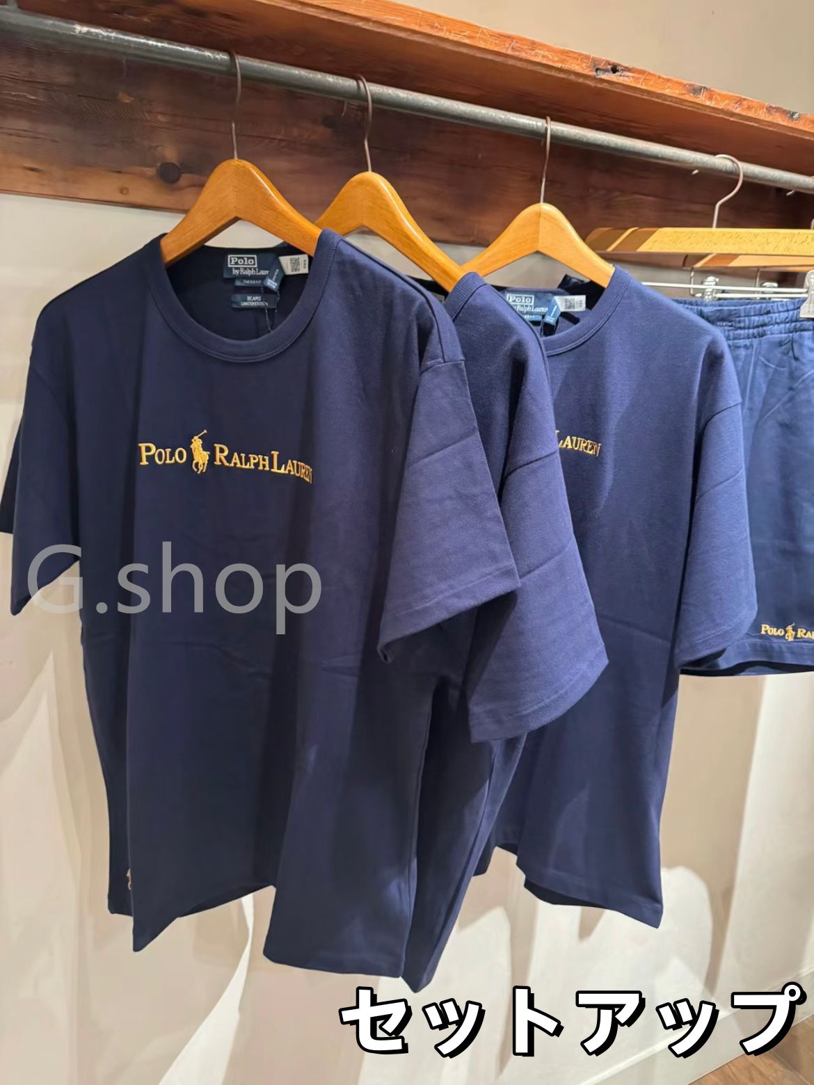 POLO RALPH LAUREN for BEAMS Ｔシャツ+ショーツウェアセット上下セットセットアップ刺繡男女兼用