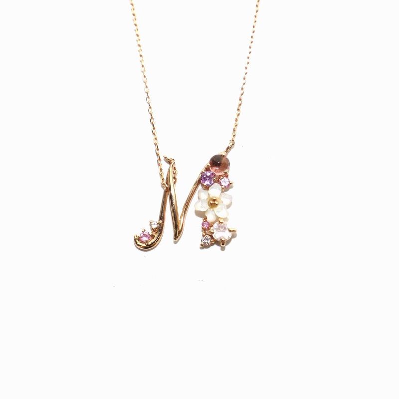 サマンサティアラ フラワーレターズ イニシャルネックレス M