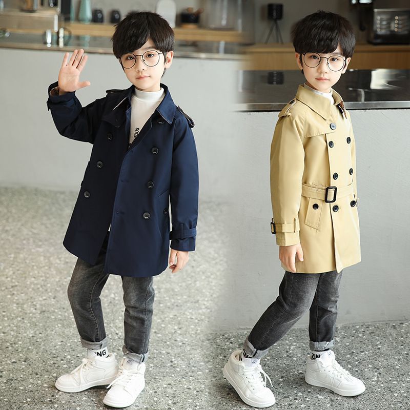 韓国風 男の子 ベージュ  コート 秋と冬 ジャケットトレンチコート130 140