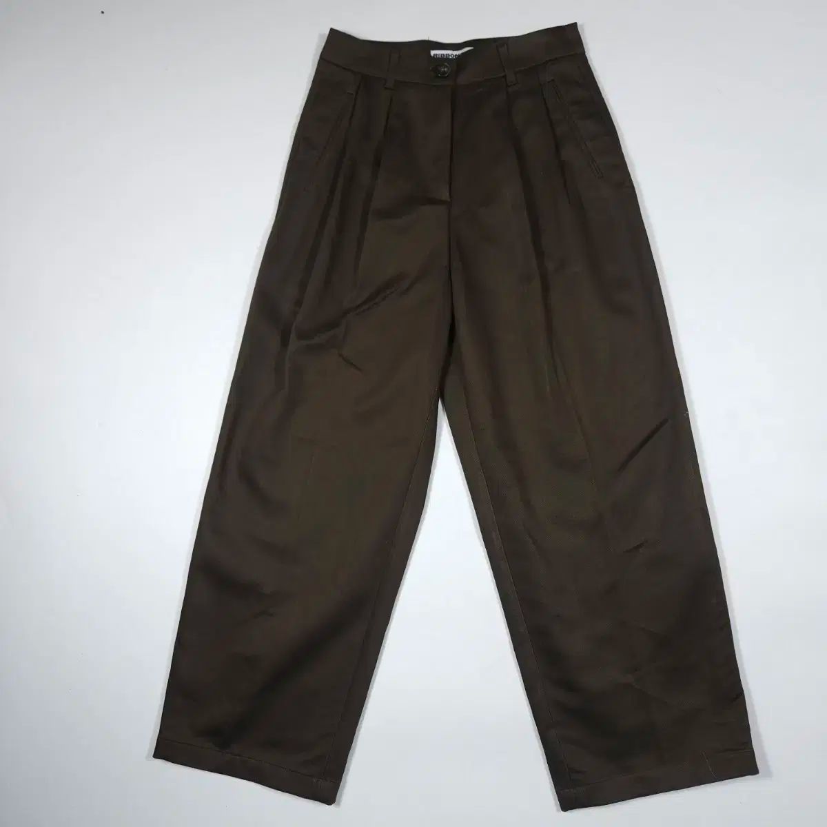 リボン빛 ツータック ワイド パンツ S