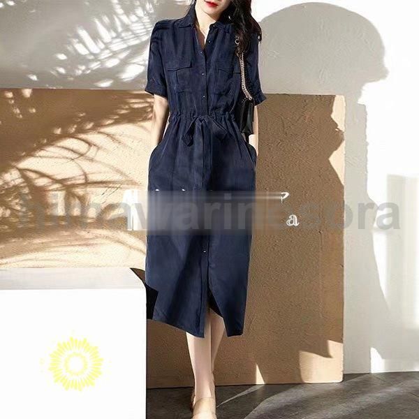 ワンピース 夏 レディース 半袖 きれいめ ロングワンピース シャツ