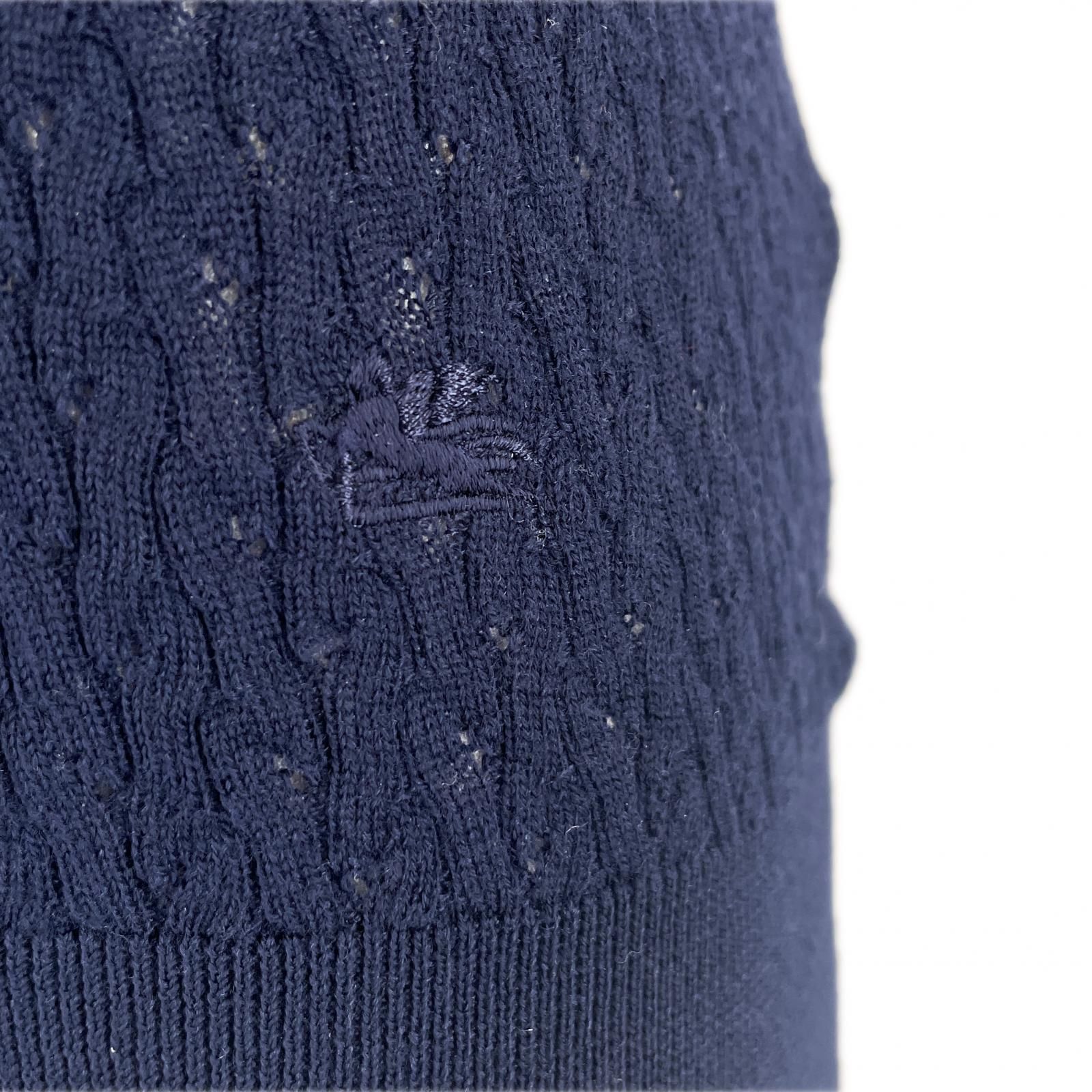  ETRO エトロ 製 ウール100％ 長袖カーディガン 半袖ニット アンサンブル ネイビー 42 イタリア製 レディース 長袖 カーディガン ボレロ アンサンブル