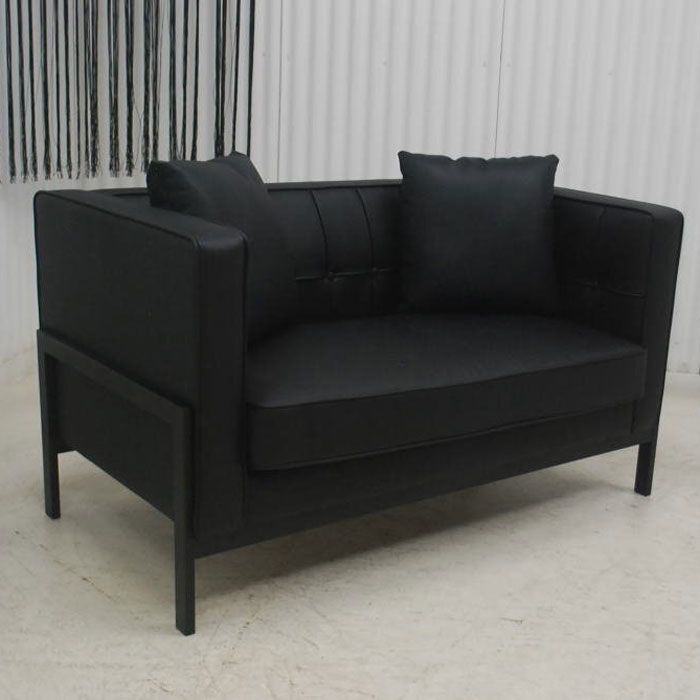 アウトレット 現品限り 一部 大 品 スタイリッシュモダンデザイン 黒ブラック二人掛け ソファー 2P 直線的フォルム