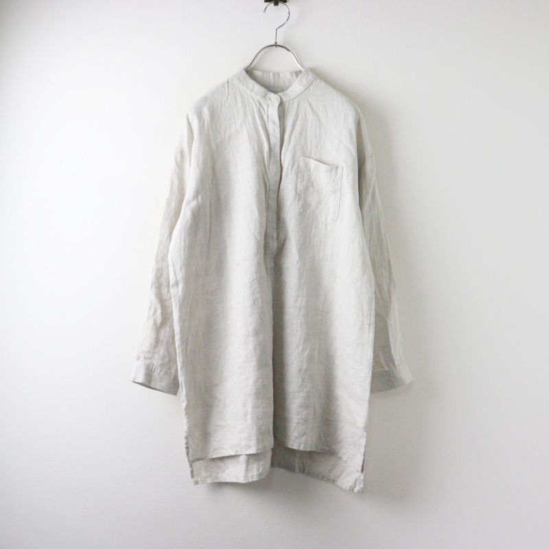 フォグリネンワーク リネン バンドカラー プルオーバーシャツ