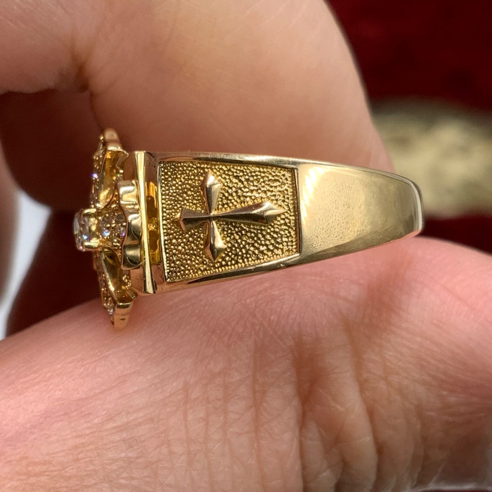 K18 ダイヤ クロスリング 7.2g 0.3ct 約14号