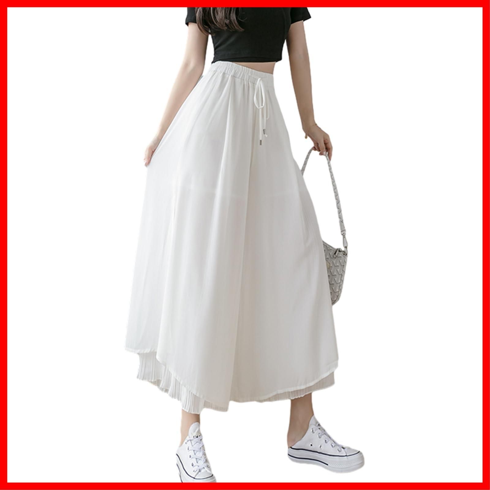 【数量限定】ガウチョパンツ ワイドパンツ レディース スカーチョ シフォン プリーツ スカートパンツ 涼しけ 無地 [CCGGOWMM] ロング 体型カバー プリーツパンツ 春 夏 秋