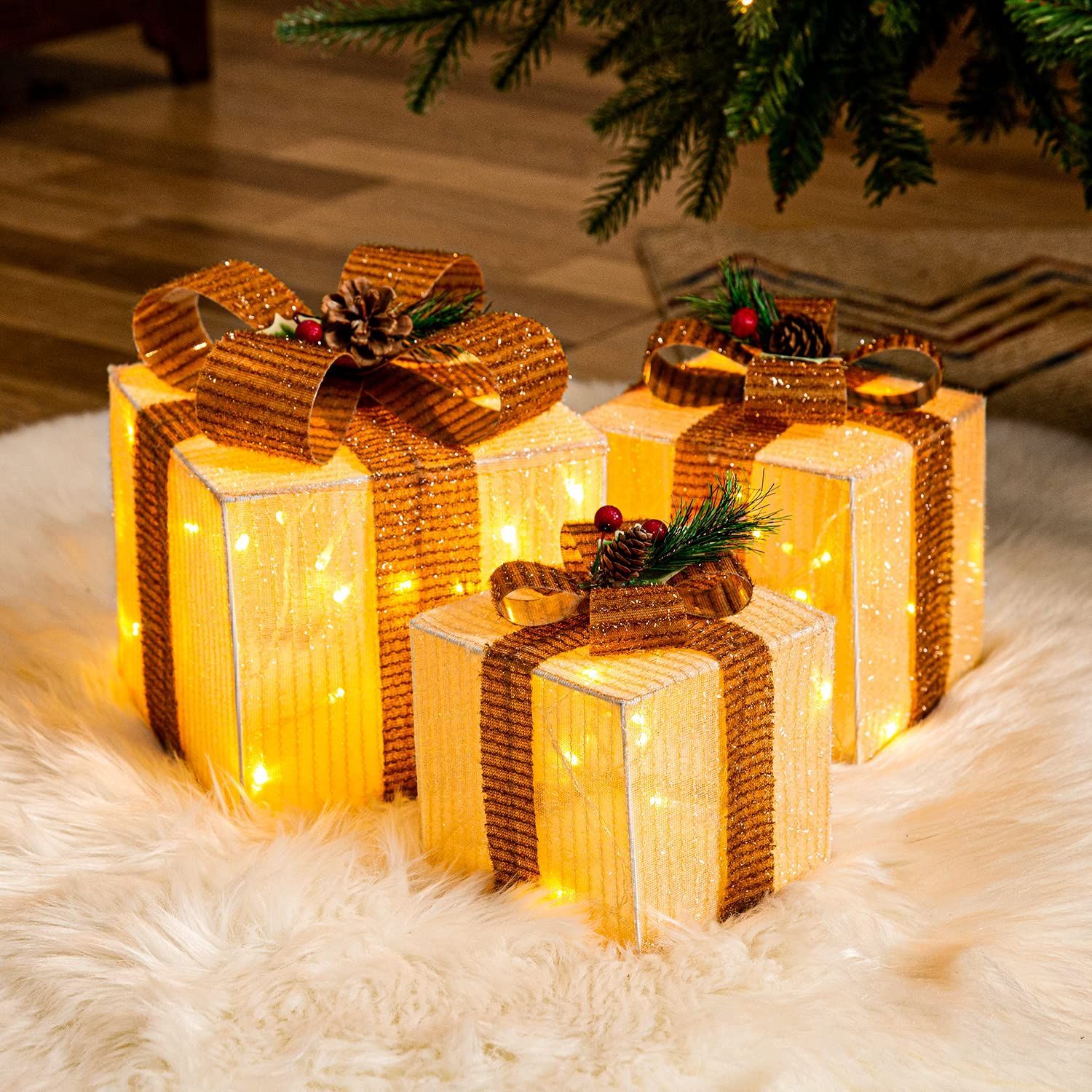01# MORGEN SKY クリスマス 飾り ツリー ライト 屋外 室内 LED イルミネーション ストリングライト 電池式 ギフトボックス クスミニ電球妖精 照明 Xmas プレゼント 雰囲気 電飾 タイマー機能 3個セ